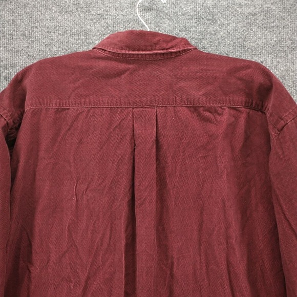 Eddie Bauer Men's Button Down Shirt Burgundy Red XL Long Sleeve Cotton - Picture 6 of 11